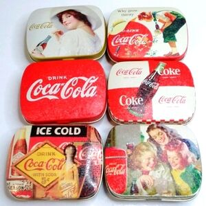 Coca Cola small graphic pocket tins carry case new